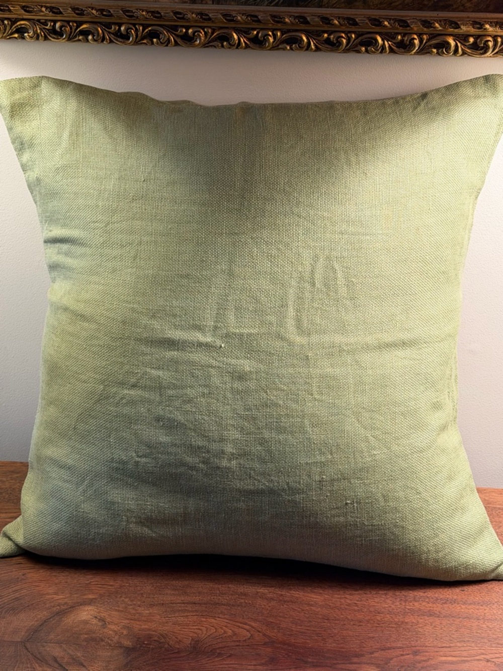 Pottery Barn Sage Green Textured 100% Linen Throw Pillows Set 2
